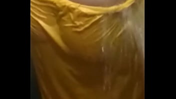 Sizzling Bhabhi’s Wet Yellow Bikini Clings To Her Curves