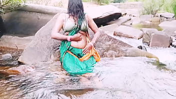 Sweaty Village Aunty’s Wild Waterfall Bath With Filthy Telugu Whispers